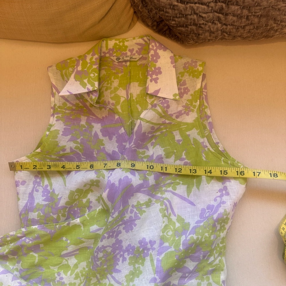 Loro Piana Purple and Green Linen Blouse - Picture 11 of 16